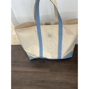 VTG LL Bean Boat & Tote Canvas Shoulder Bag XL JME Blue